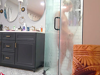 Stepson gets caught watching his stepmother shower