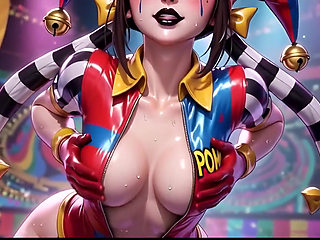 Clown Girl Covered in Thick Cum - Ahegao & Tit Play Compilation