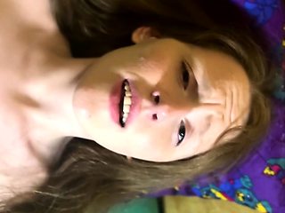 Lovely Amateur teen brunette masturbating outdoor