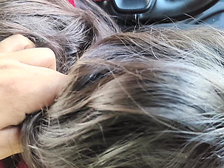 Girlfriend giving blowjob to her boyfriend in car sex in public