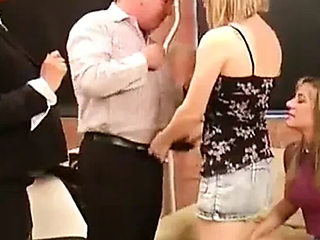 Gorgeous MILF Reporter Ayla Donna Louise Natalia Office Handjob CFNM Reverse Gangbang Make Him Cum