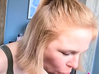 Daddy's little cum slut sucks him till he's done with her