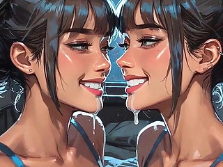 Beautiful Lesbians Tongue and Kiss Fetish, Ai Animation
