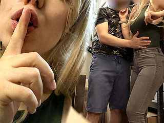 Caught Cheating On Husband In Warehouse - Sneaky Sex While Coworkers Walk By