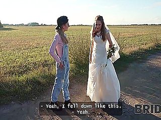 Horny Bride Ran Away From The Wedding And Showed Her Natural Tits To Strangers In The Field 18 Min