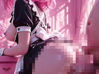 Horny Pink Hair Maid Gets Her Tight Pussy Filled With Thick Cum in Pink Room - Messy Creampie