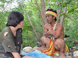 LITTLE SHAMAN FULFILLS HIS GREATEST WISH TO GIRL ABANDONED ON HIS MAGICAL ISLAND AND END UP FUCKING OUTDOORS WITH CASTAWAY WITH HUGE PENIS