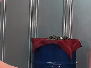 Mistress Whips Male Masochist Who Is Holding Dildo in His Mouth to Prevent It From Falling Out of Female Masochist Pussy