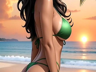 Indian desi beauty girl dance on beach