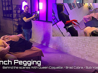 Behind the Scenes Caged Sub Gets Destroyed by His Mistress's Strap-on - BDSM - French Pegging