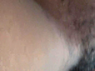 Watch My Cum Flowing Out of Ebony Hairy Cunt Begging for Sex