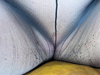 Mrs Mature Feet wearing her oldest work tights