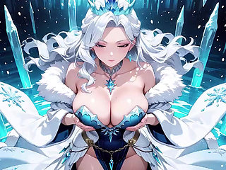 Silver-Haired Ice Mage in a Crystal Hall! Casting magic while looking effortlessly cold, yet her lips are trembling.