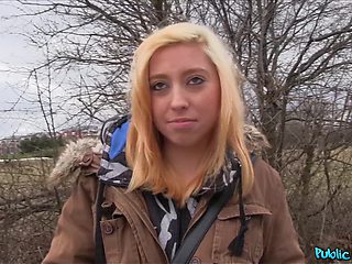 Watch this Innocent Teenager get bent over for cash & get a hot creampie in public
