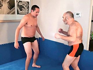 Gay domination and submission, wooly, old man wrestling