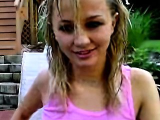 Cute blonde teen outdoor anal fuck