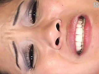 Jessica Bangkok gives sloppy deep throat blowjob and rubs cock between her thighs