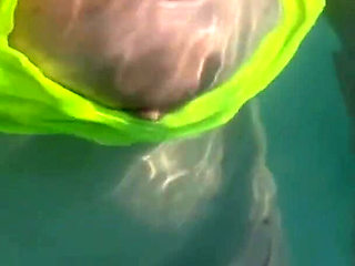 Artemisia Love Flashing Her Perfect Big Tits Underwater and Smoking a Cigarette