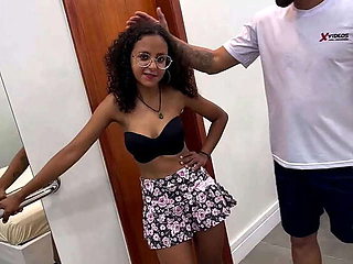 Petite Brazilian Gaucha, Victoria Ferraz, Has Multiple Orgasms with Two Guys at Caricia Motel