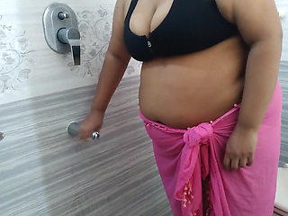 55-year-old Indian Stepmom Gets Sexually Excited and Has Sex with a Water Pipe in the Bathroom - Desi Sex