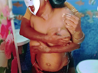 Sexy Huge Boobs Desi Girl Gave a Hot Blowjob for His Boyfriend in the Bathroom and He Cum on Her Hair
