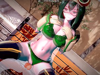 Tsuyu Asui from My Hero Academia gets into some sexy anime cosplay fun