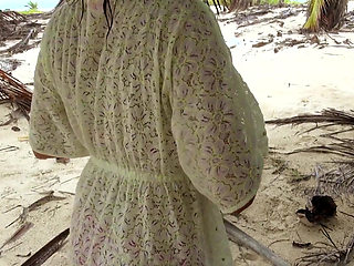 Young couple likes to film all nasty things during their vacation on the beautiful beach