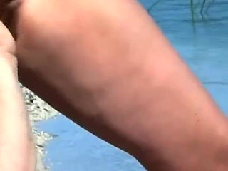 Mature couple playful outside