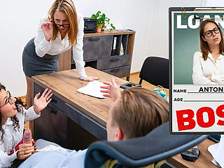 Boss Catches Clerk Fucking In Office And Joins Hardcore Sex