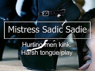 Harsh Tongue Play! Destroying Your Tongue with My Heels. Kink Hurting Men