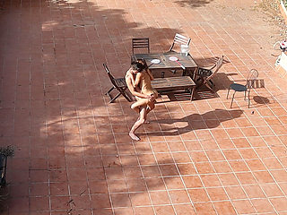 Couple Playing and Fucking in the Courtyard, Outside
