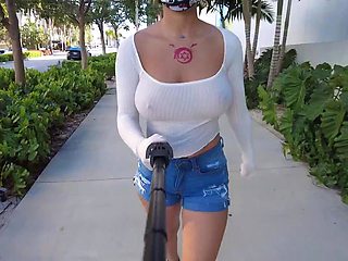 Cute blonde with big boobs solo