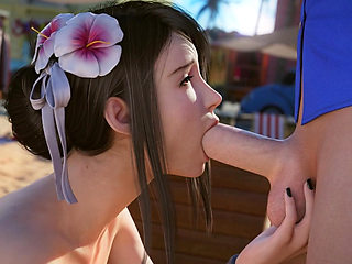 Exclusive Vacation with Sexy Aerith and Tifa: Public Nude Beach Riding(HQ 3D Animation Porn)
