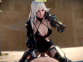 NieR Reincarnation - Gayle Ver Clothes WM (No sound) By InitialA  Animation 3D Hentai