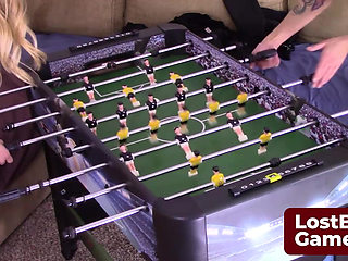 Dylan and Carmen are back for a thrilling game of Strip Foosball