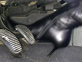 Pedal Pumping and Unzipping My Black Leather High Heeled Boots