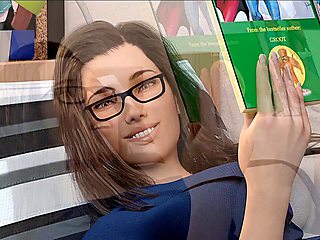 Curvy brunette with a big ass and big boobs in a steamy adult visual novel