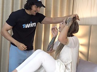 Young blonde is set for her first cam fuck with her best friend's lover