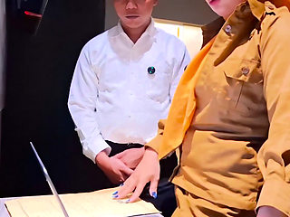 Fuck her Coworker after meeting report is done