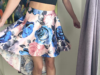 Satin Skirt No Panties Tease