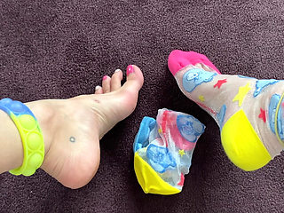 POV Sniffing My Mesh Silky Socks Right off My Feet