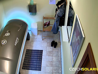 Czech Solarium 41: Brunette Puts on Another Hot Pussy Show