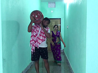 Sexy indian housewife chitting her husband, fucking by a gas delivery boy