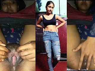 18+ Cute Indian Girl Fingering Wet  Hairy Pusssy Desi Village Teen