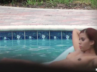 Pervs on Patrol - Red Head Julissa James & Martin Catch a Wet 3some While Masturbating at the Private Pool