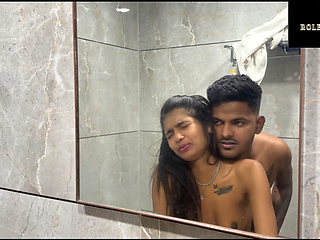 The guy had great sex with the girlThey went from the bathroom to the bed.