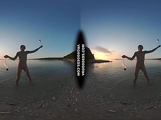 Special Fire Dancing Naked On Sunset Beach Extra Long And Hot With Redhead Lea On Vacation