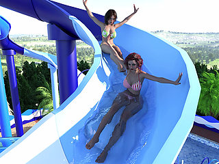 Reunion 18 John, May & Khole's Wet Water Park Threesome Tease - Bikini Slips & Splashes