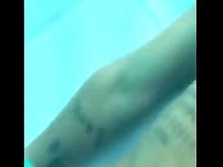 Pulling Cock of Swimtrunks in the Pool ( Cock and Feet Underwater )