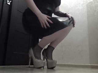 Walking in high heels and socks